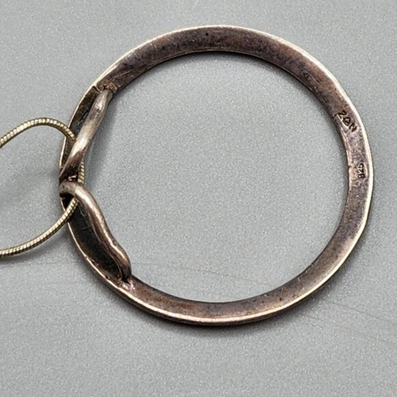 Sterling Silver Open Circle Marcasite Necklace 925 Italy Z2N Infinity/Eternity - Picture 6 of 10